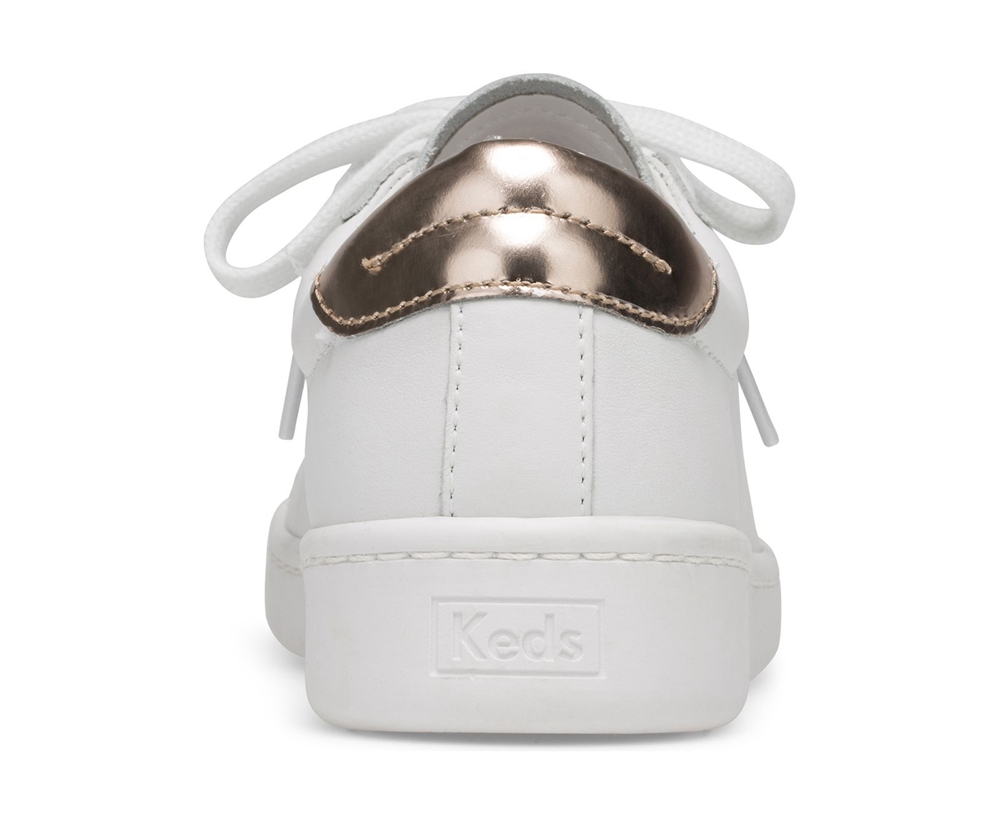 Zapatillas Keds Mujer Blancas - Ace Cuero - 980-KHPOEA